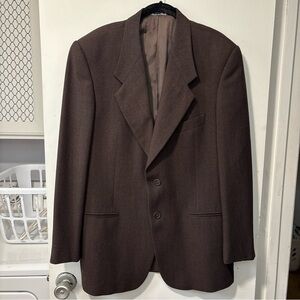 GIORGIO ARMANI LE COLLEZIONI 100% Virgin Wool Blazer Jacket Brown Size 42 Italy